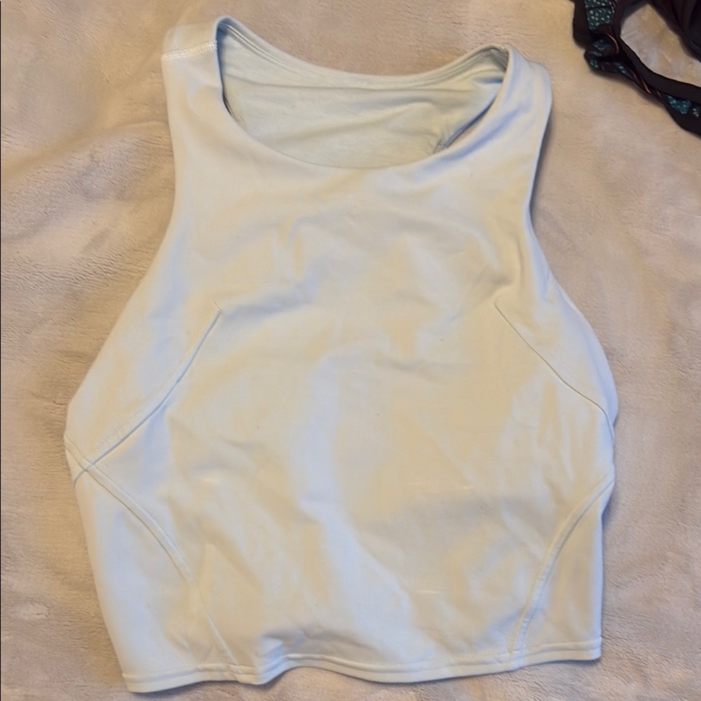 Light Blue Lululemon racetrack tank with built in bra